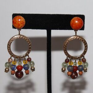 Beautiful gold and colorful dangling earrings 2"